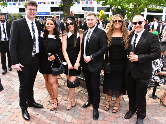 Guests in striking racewear at Penfolds Derby Day at the Flemington Racecourse on Saturday, November 02, 2024: