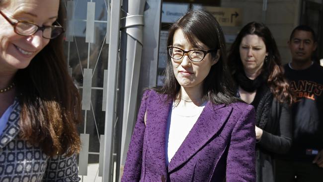 Pao, centre, leaves court in February after losing her sex discrimination lawsuit.