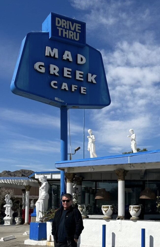 Nick Politis at a Greek restaurant in the middle of the Mojave Desert