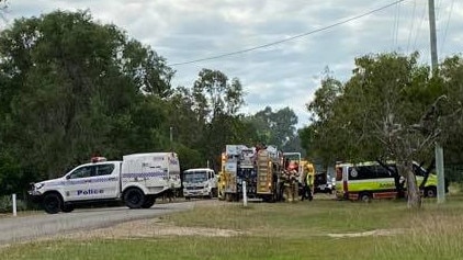 Emergency services at the scene of a house fire on Mystic Ave, Balgal Beach. Photo: Balgal Beach News/Facebook