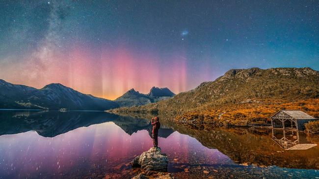 The Aurora Australis captured on the evening of March 19, 2025 from Dove Lake, Cradle Mountain. Picture: CC Chen