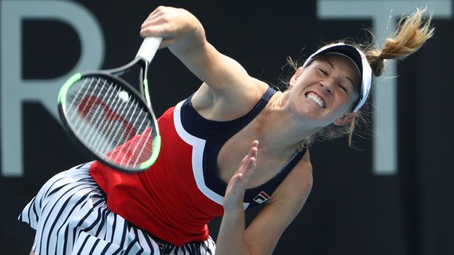 Olivia Rogowska plays a shot during her singles match against Alison Bai. Picture: Robert Cianflone/Getty Images