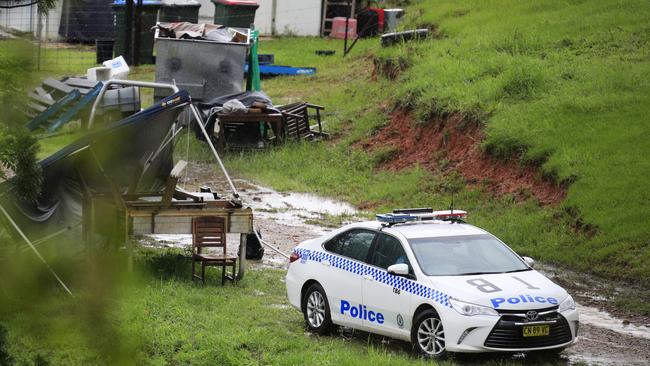 Police at the Cudgera Creek farm where Anthony Stott was allegedly held. Picture: Scott Powick