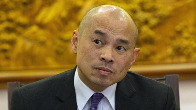 Deputy Head of Mission Wang Xining speaks at a press conference at the Chinese Embassy in Canberra. Picture: Gary Ramage