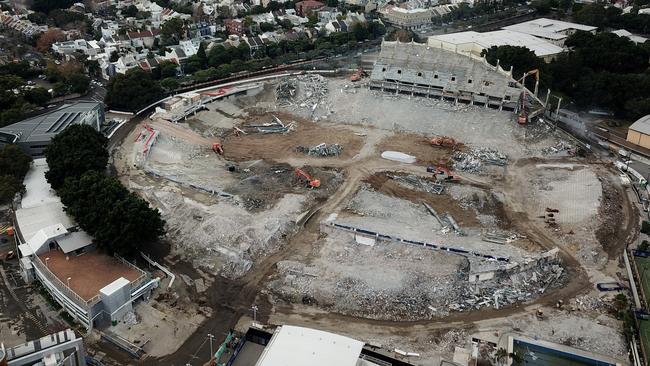 Demolition of Sydney Football Stadium at Moore Park last month. Picture: Jonathan Ng