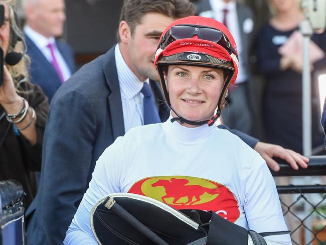 Jamie Kah after winning the Auckland Thoroughbred Racing Inc. Trophy at Flemington Racecourse 2022. Picture: Brett Holburt/Getty Images)