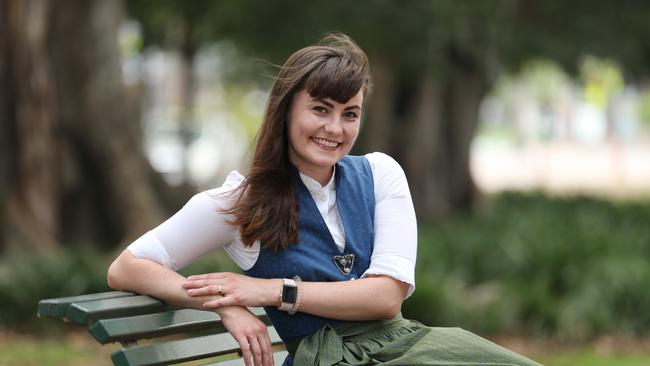 Swiss-German Anna Luedi, a teacher at St Mary's school in North Sydney, is becoming an Australian citizen. Picture: Britta Campion