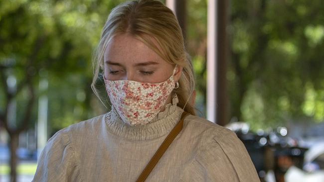 Grace Veronica Taylor leaves the District Court after receiving a suspended sentence for causing the death of Ivy-Rose Hughes. Picture: NCA NewsWire/Emma Brasier