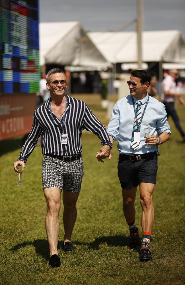 Mark Marcelis and Tim Palmer enjoying the 2019 Darwin Cup. Picture: GLENN CAMPBELL