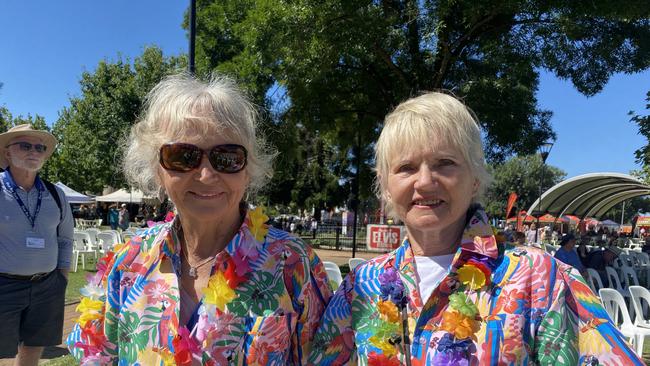 Arja Todsavainen from Victoria Point and Riitta Mellish from Redland Bay at the Elvis Festival in Parkes.