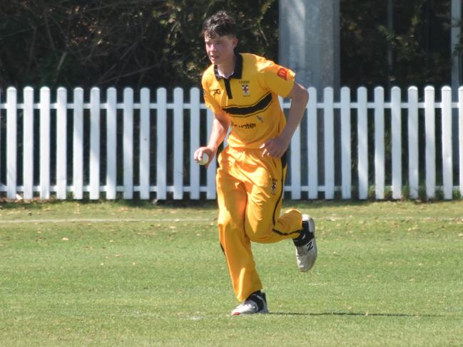 Toby Webster comes in to bowl. Picture: Sean Teuma