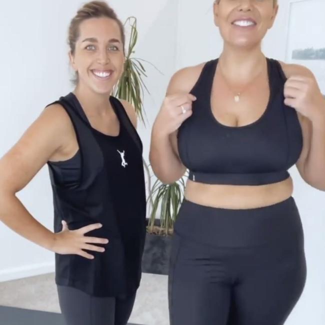 In a clip shared to her Instagram, Fiona said she’s had to ‘double bra’ most her life when wearing a sports bra because of being ‘a larger breasted lady’.