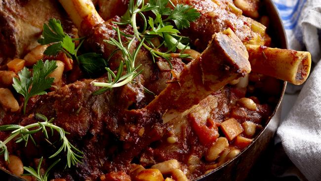 A full-throttle Mediterranean dish: lamb shanks with beans by Sarah Di Lorenzo.