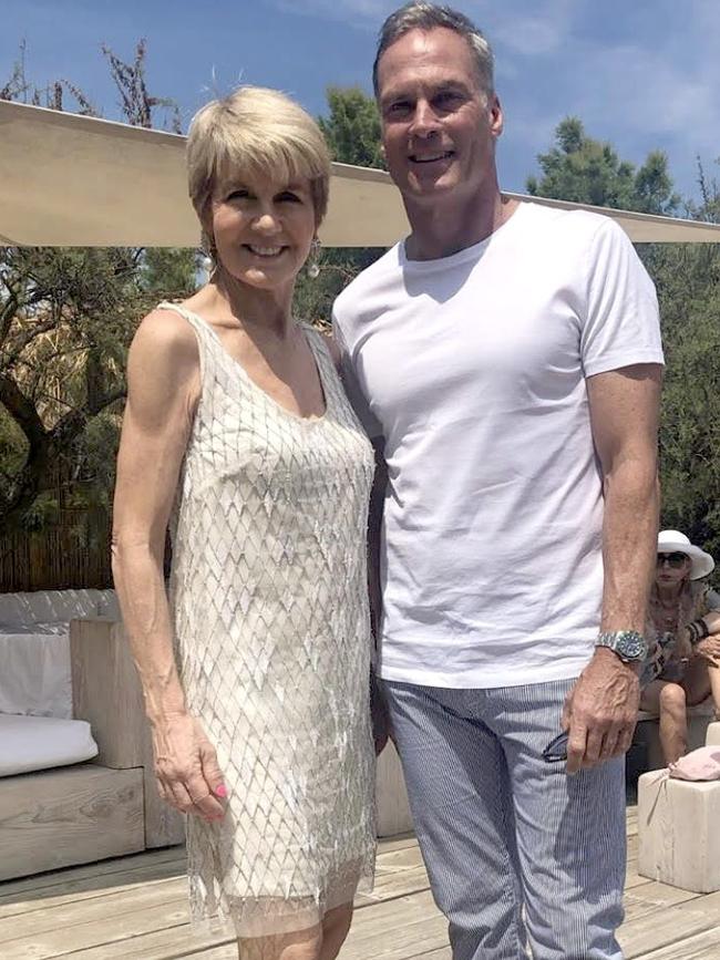 Julie Bishop celebrated her 63rd birthday on the French Riviera with partner David Panton and friends. Picture: Twitter