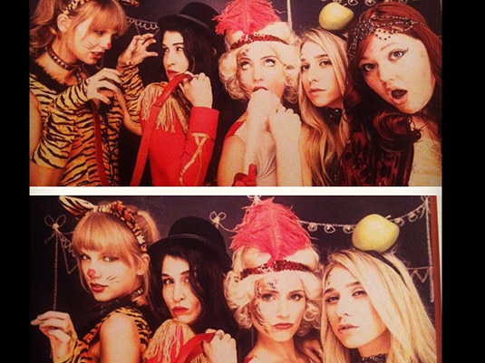 Taylor Swift with actress Dianna Agron (centre) in 2014: "The most magical night at @DiannaAgron's circus themed birthday party!" Picture: Instagram