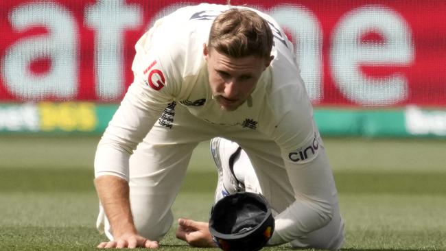 Joe Root hits the deck in Adelaide. Picture: Getty Images