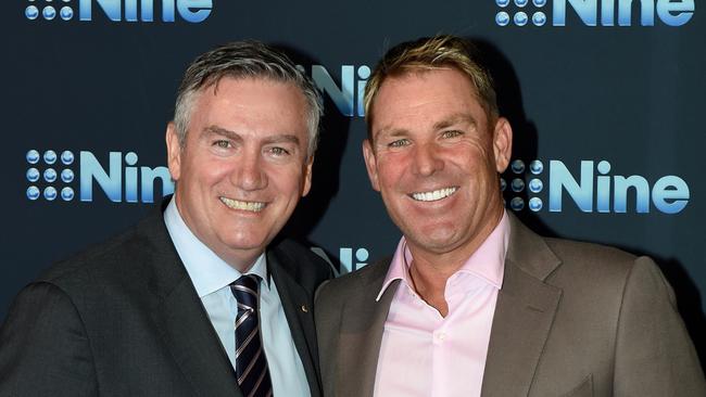 Great mates and diet buddies Eddie McGuire and Shane Warne. Picture: Kylie Else