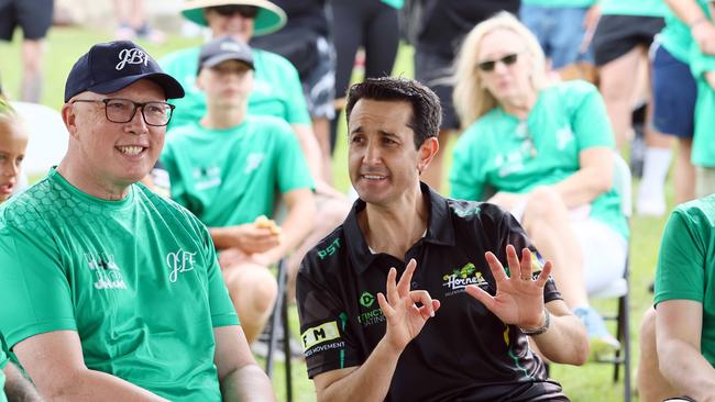 Peter Dutton with Queensland Premier David Crisafulli last December. Picture: Supplied