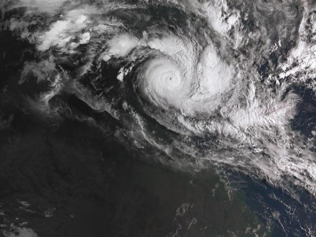 A satellite image acquired from the Australian Bureau of Meteorology showing Cyclone Trevor approaching northern Queensland Picture: AAP Image/Bureau of Meteorology