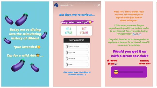 A discussion of dildos on the Consent Labs page. Picture: Supplied