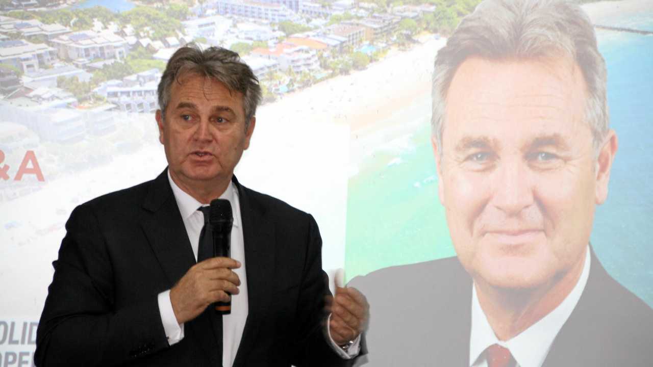 Social commentator Bernard Salt speaking at the UDIA Sunshine Coast breakfast meeting at Maroochy Surf Club. Picture: Erle Levey