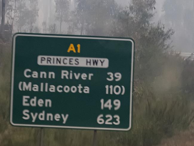 MALLACOOTA  AUSTRALIA - JANUARY 15:  Australian Defence Force  (ADF) Armoured vehicle personnel carrier is seen on the prince Highway near Mallacoota on January 15, 2020 , Australia. The Princes Highway between Mallacoota and Orbost remains closed to public due to the risk of falling trees following the devastating bushfires that have swept through East Gippsland in recent weeks. ADF armoured vehicles have been travelling the stretch of road to bring supplies in to Mallacoota, after the coastal town was cut off by fire on New Years Eve, forcing residents and holidaymakers to shelter on the beach. More than 1500 people were evacuated by Navy ships and helicopters to Melbourne in the following week.  Fires continue to burn across East Gippsland, with firefighters working to contain a number of blazes in the region. Four people have died and more than 1.3m hectares have been burned across the state following weeks of ongoing fires. (Photo by Luis Ascui/Getty Images)