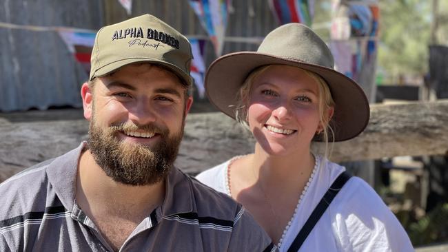 Noah Cottrell and Kayley Lane, from Jimboomba, enjoy day one of the 2024 Gympie Muster, at the Amamoor State Forest on August 22, 2024.