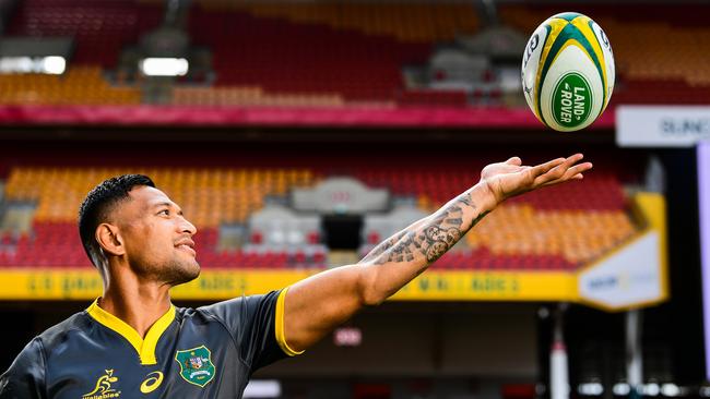 Israel Folau after the Captain's Run at Suncorp Stadium. Picture: RUGBY.com.au/Stuart Walmsley