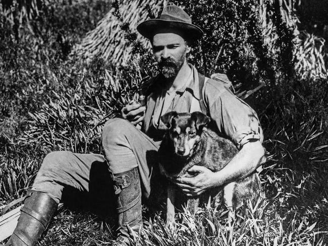 Gustav Weindorfer, and his dog Flock. Picture: Fred Smithies/Tasmanian Archives and Heritage Office