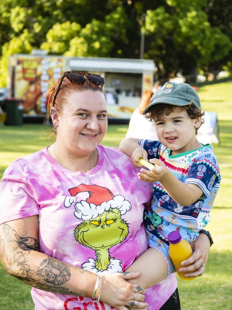 Ash Turnbull with nephew Luca Batlle at the Triple M Mayoral Carols by Candlelight, Sunday, December 11, 2022. Picture: Kevin Farmer