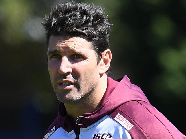 Manly-Warringah Sea Eagles coach Trent Barrett during a training session in Sydney, Wednesday, September 6, 2017. The Sea Eagles take on the Penrith Panthers in week 1 of the NRL Finals Series at Lottoland on Saturday. (AAP Image/Dean Lewins) NO ARCHIVING