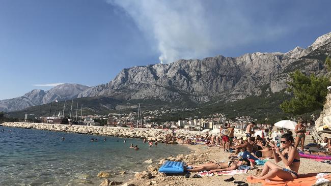 Tourists flock to a private beach in Makarska. Picture: Rhian Deutrom