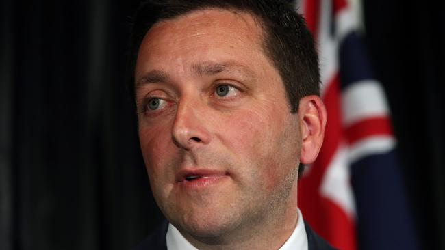 Liberal MP Matthew Guy got fired up at a Labor Party heckler. Picture: AP