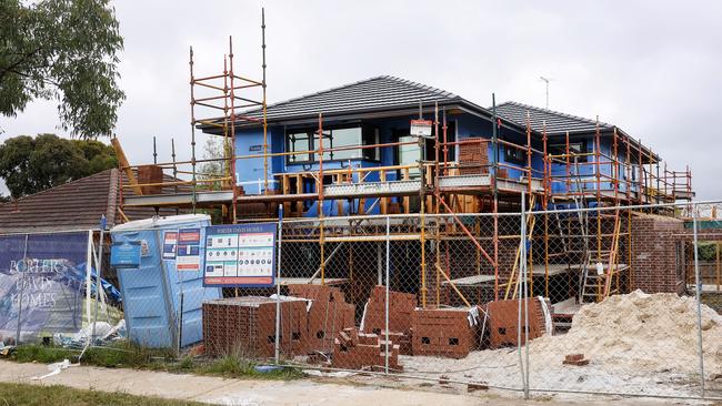 A partially completed house which was being built by construction company Porter Davis. Picture: Ian Currie