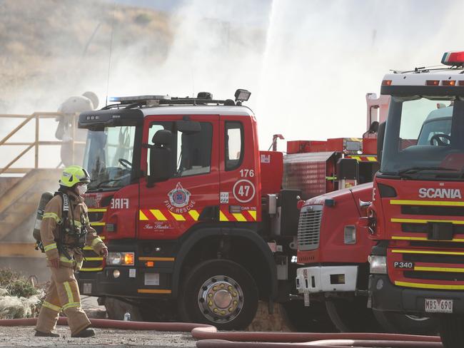 MELBOURNE, AUSTRALIA- NewsWire Photos JANUARY 25, 2021: 70 plus firefighters and police on scene at a large industrial fire in Brooklyn outside of Melbourne. Picture: NCA NewsWire/ David Crosling