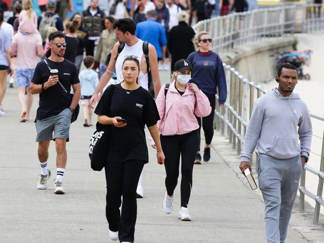 SYDNEY, AUSTRALIA - Newswire Photos AUGUST 01, 2021: Locals are seen walking the esplanade at Bondi Beach during the COVID-19 lockdown in Sydney. Picture: NCA Newswire /Gaye Gerard