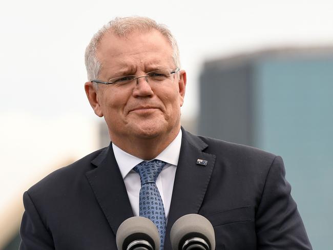 Australian Prime Minister Scott Morrison is seen during a press conference with New Zealand Prime Minister Jacinda Ardern at Admiralty House in Sydney, Friday, February 28, 2020. (AAP Image/Bianca De Marchi) NO ARCHIVING