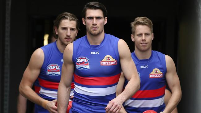 Easton Wood, Marcus Bontempelli and Lachie Hunter are all part of the Bulldogs’ new leadership group. Picture: Michael Klein