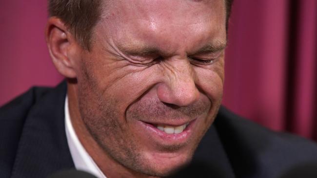 Former Australia national cricket team vice-captain David Warner during a press conference at the offices of Cricket NSW, Sydney, Saturday, March 31, 2018. Picture: AAP/Ben Rushton.