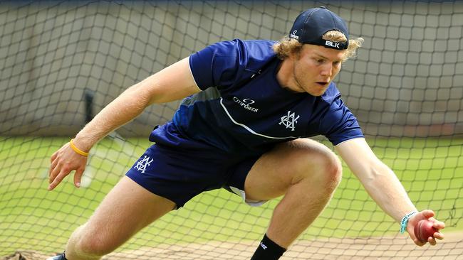 Will Pucovski trains with the Victorian Cricket Team at the MCG. Picture: Mark Stewart