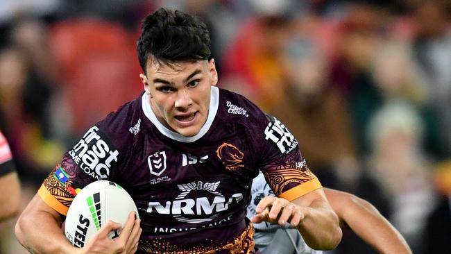 Herbie Farnworth of the Broncos in action during the Round 17 NRL match between the Brisbane Broncos and the New Zealand Warriors at Suncorp Stadium in Brisbane. Saturday, July 13, 2019. (AAP Image/Darren England) NO ARCHIVING, EDITORIAL USE ONLY