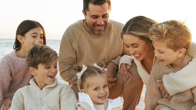 Hayley Berlingeri with her husband Paulo and their children Valentina, 10, Rome, 8, Sonny, 6, and Giulietta, 2. Picture: Supplied