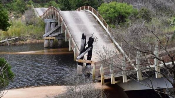 East Gippsland’s Thurra River bridge has been demolished. but not replaced four years on from the 2019-20 bushfires. Picture: Rylee Pardew