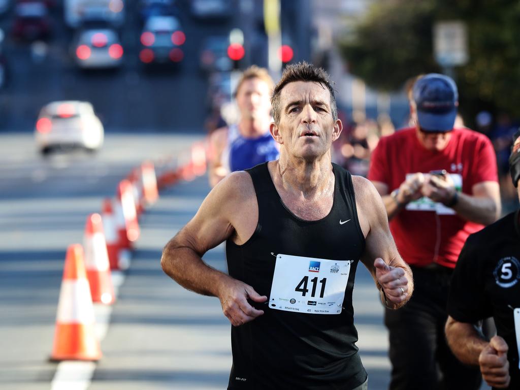 Mark Blake running in the 2019 City to Casino. Picture: LUKE BOWDEN