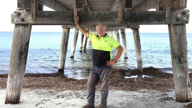 Tumby Bay mayor Geoff Churchett at Port Neill jetty. Picture Dean Martin