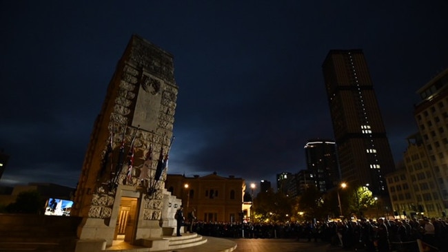 The Anzac Day Dawn Service at the SA National War Memorial. Picture: Naomi Jellicoe