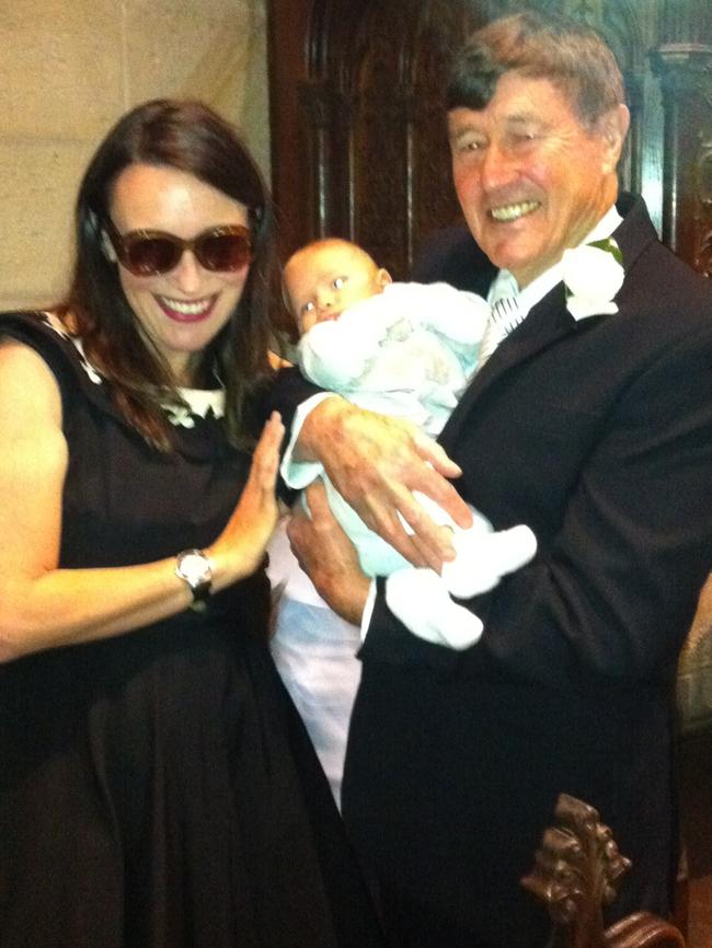 Nikki Gemmell with son Jago and her father Bob Gemmell.