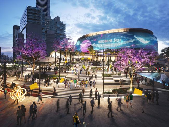 An artist’s impression of Brisbane Live arena, which will host swimming