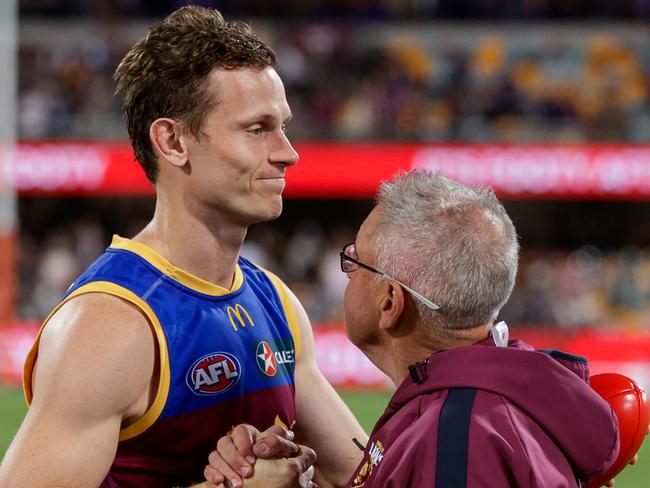 Chris Fagan and Ryan Lester. Picture: Russell Freeman/AFL Photos via Getty Images