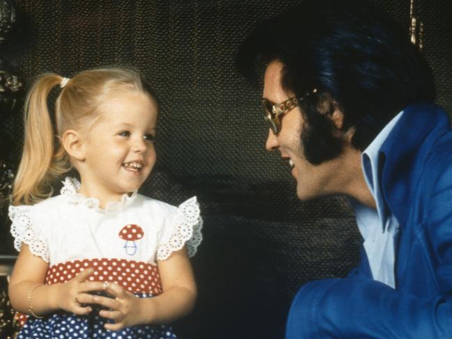 American rock legend Elvis Presley with his daughter Lisa-Marie Presley. (Photo by Frank Carroll/Sygma via Getty Images)